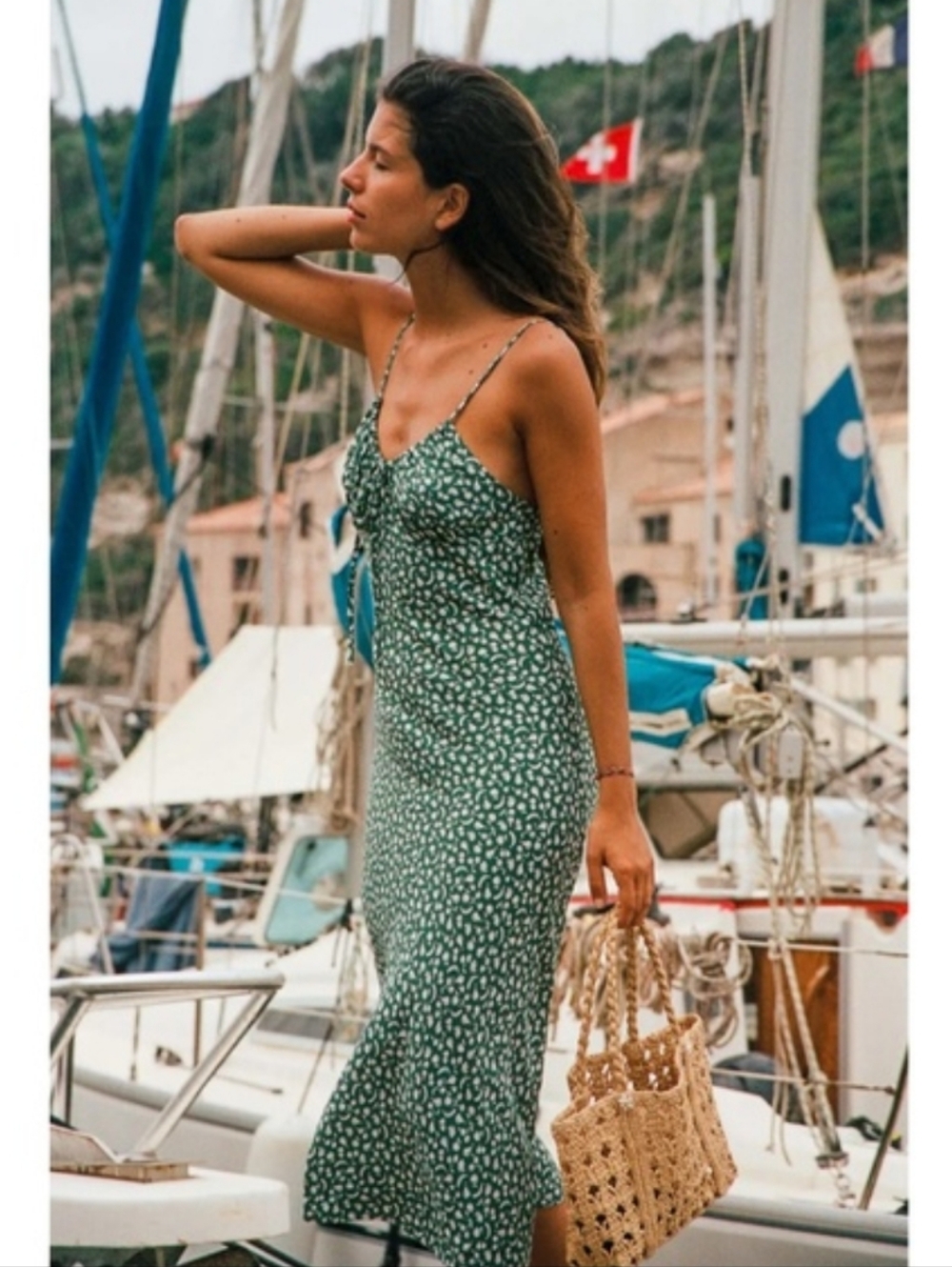 Rouje Paris Gigi Midi Dress Green White Floral 38 / 6